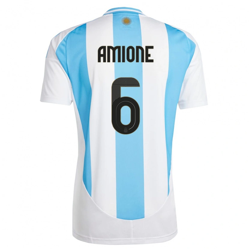 Danxen Damen Argentinien Bruno Amione #6 Weiß Blau Heimtrikot Trikot 24-26 T-Shirt