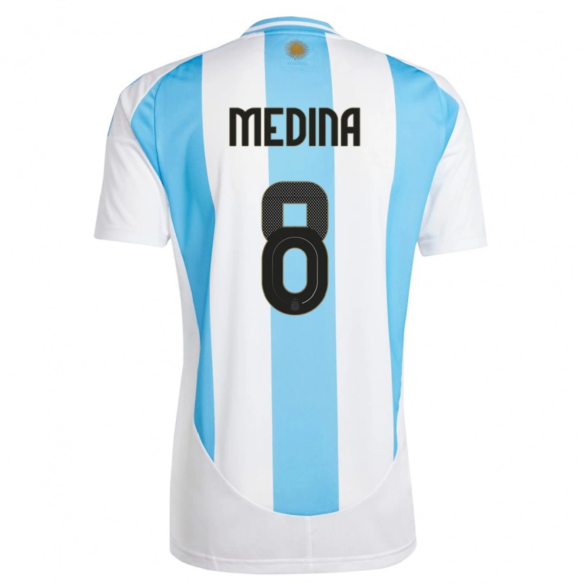 Danxen Damen Argentinien Cristian Medina #8 Weiß Blau Heimtrikot Trikot 24-26 T-Shirt