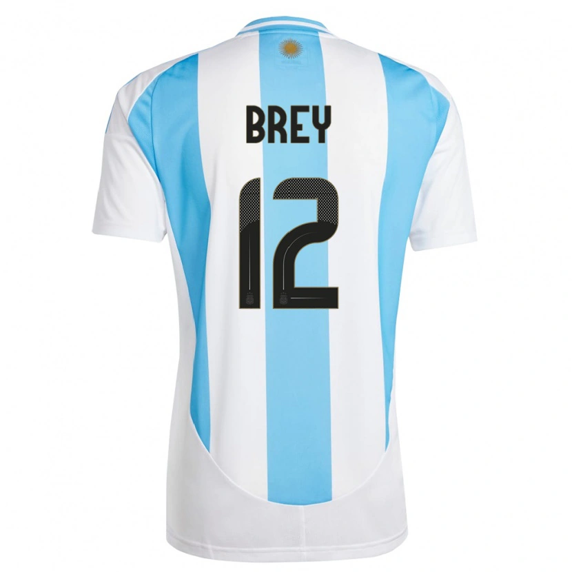 Danxen Damen Argentinien Leandro Brey #12 Weiß Blau Heimtrikot Trikot 24-26 T-Shirt