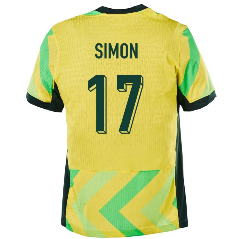 Danxen Damen Australien Kyah Simon #17 Golden Heimtrikot Trikot 24-26 T-Shirt