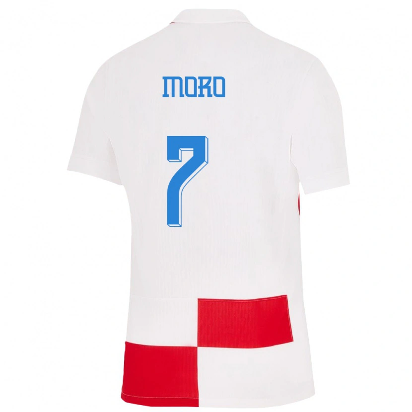 Danxen Damen Kroatien Nikola Moro #7 Weiß Rot Heimtrikot Trikot 24-26 T-Shirt