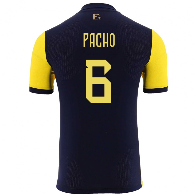 Danxen Damen Ecuador Willian Pacho #6 Gelb Heimtrikot Trikot 24-26 T-Shirt