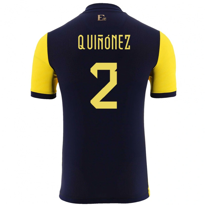 Danxen Damen Ecuador Óscar Quiñónez #2 Gelb Heimtrikot Trikot 24-26 T-Shirt