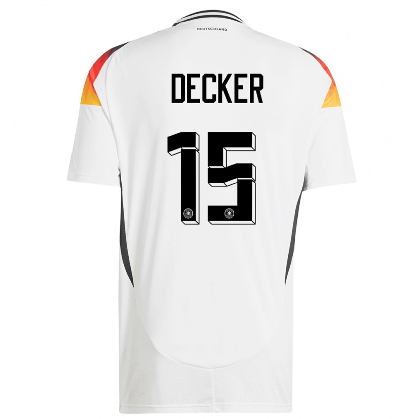 Danxen Damen Deutschland Elias Decker #15 Weiß Heimtrikot Trikot 24-26 T-Shirt
