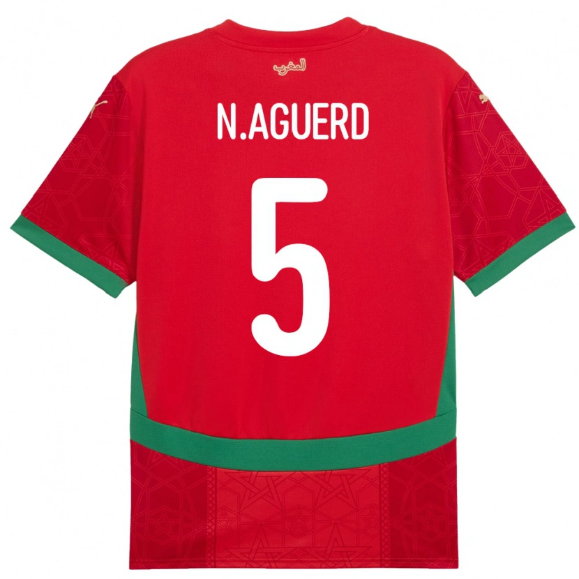 Danxen Damen Marokko Nayef Aguerd #5 Rot Heimtrikot Trikot 24-26 T-Shirt
