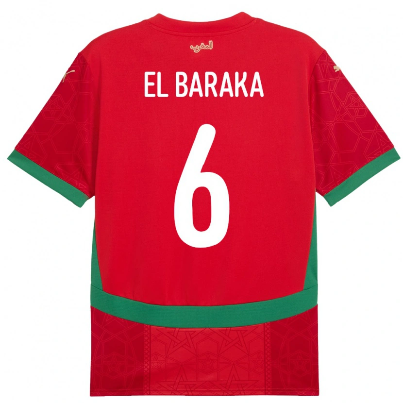 Danxen Damen Marokko Jibril El Baraka #6 Rot Heimtrikot Trikot 24-26 T-Shirt