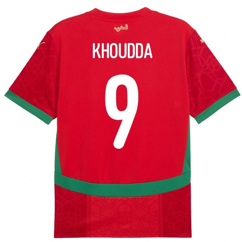 Danxen Damen Marokko Youssef Khoudda #9 Rot Heimtrikot Trikot 24-26 T-Shirt