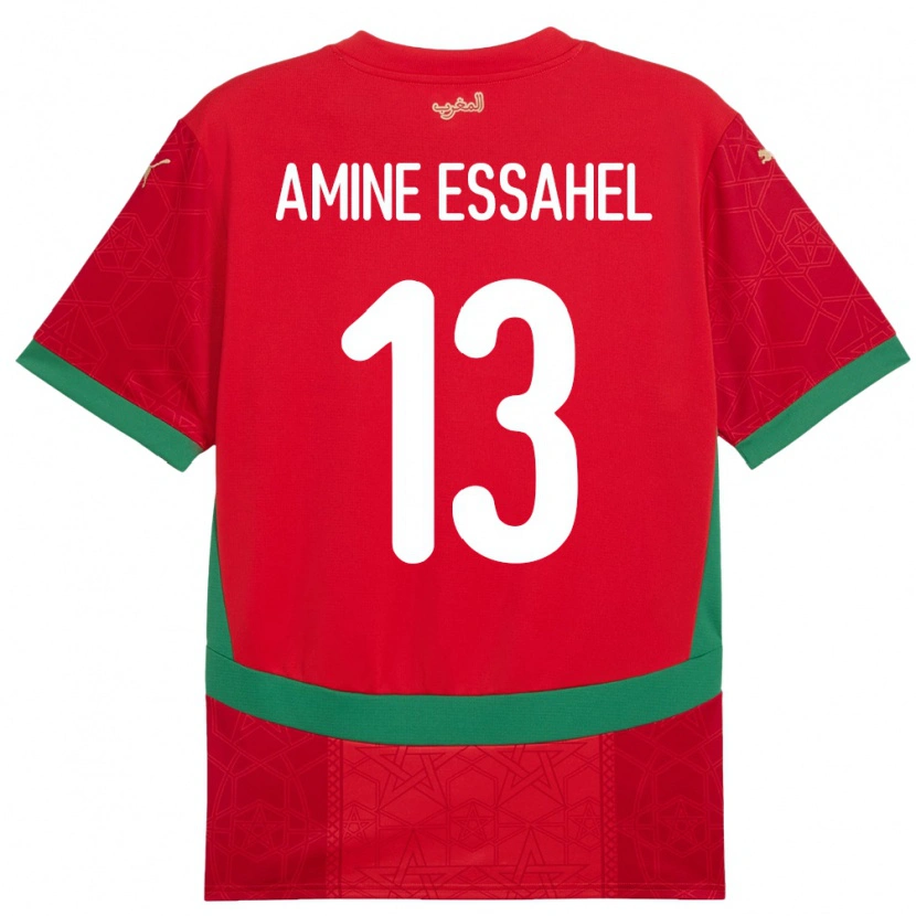 Danxen Damen Marokko Mohamed Amine Essahel #13 Rot Heimtrikot Trikot 24-26 T-Shirt