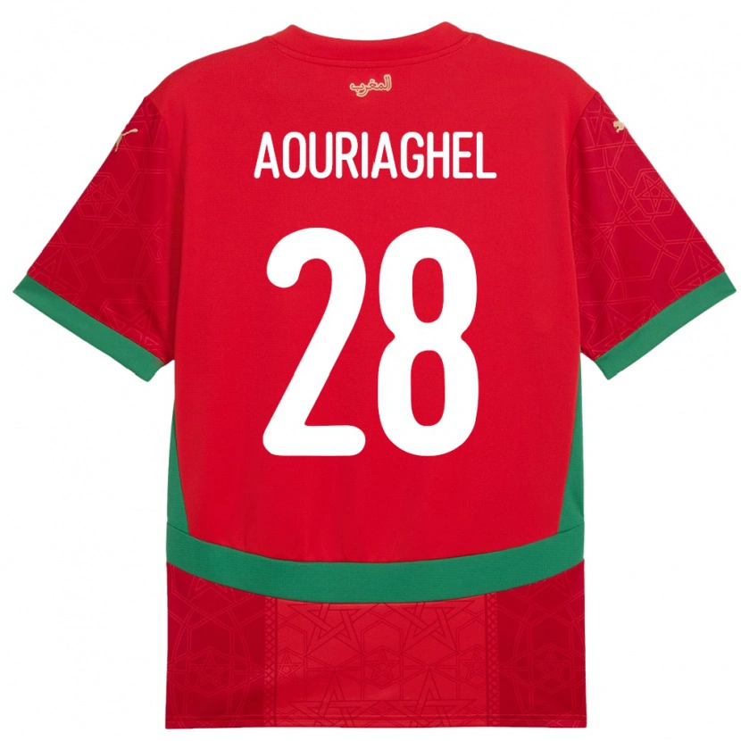 Danxen Damen Marokko Yassin Aouriaghel #28 Rot Heimtrikot Trikot 24-26 T-Shirt