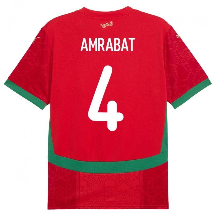 Danxen Damen Marokko Soufiane Amrabat #4 Rot Heimtrikot Trikot 24-26 T-Shirt