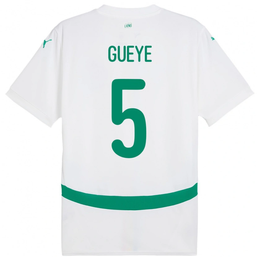 Danxen Damen Senegal Idrissa Gueye #5 Weiß Heimtrikot Trikot 24-26 T-Shirt