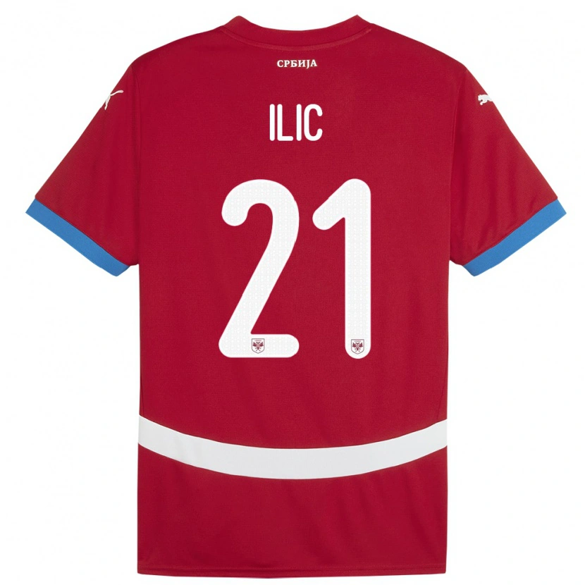 Danxen Damen Serbien Veljko Ilic #21 Rot Heimtrikot Trikot 24-26 T-Shirt
