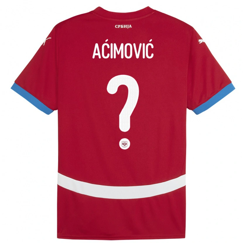 Danxen Damen Serbien Dimitrije Aćimović #0 Rot Heimtrikot Trikot 24-26 T-Shirt