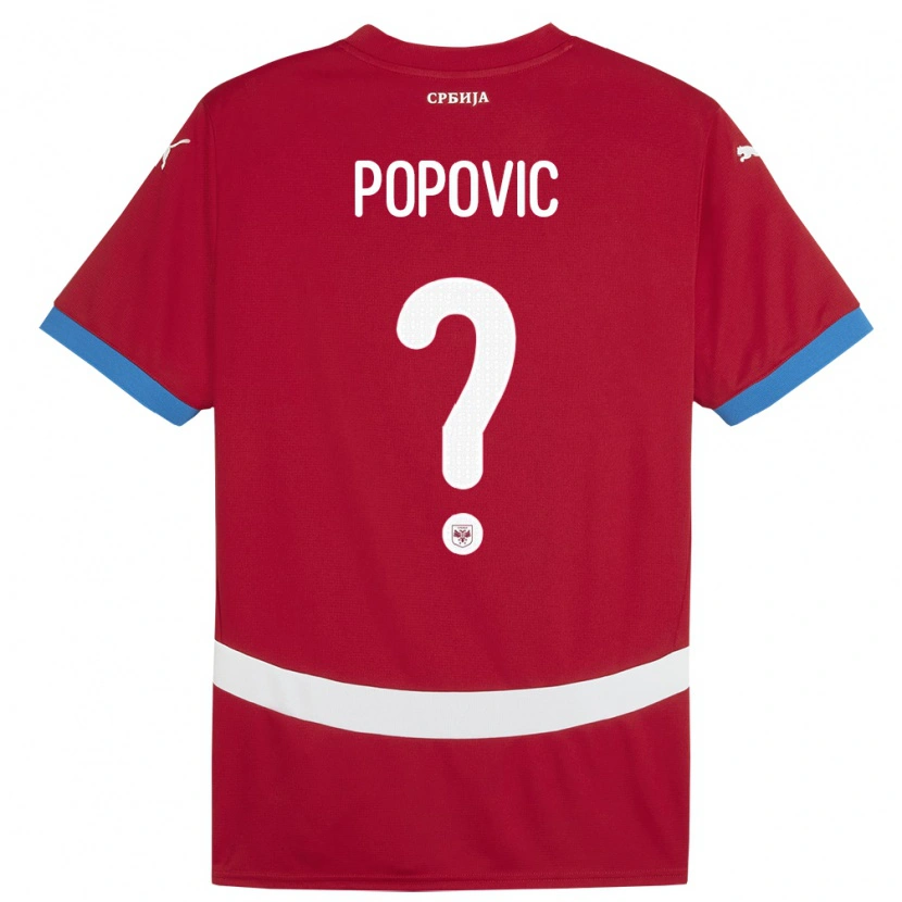 Danxen Damen Serbien Sinisa Popovic #0 Rot Heimtrikot Trikot 24-26 T-Shirt