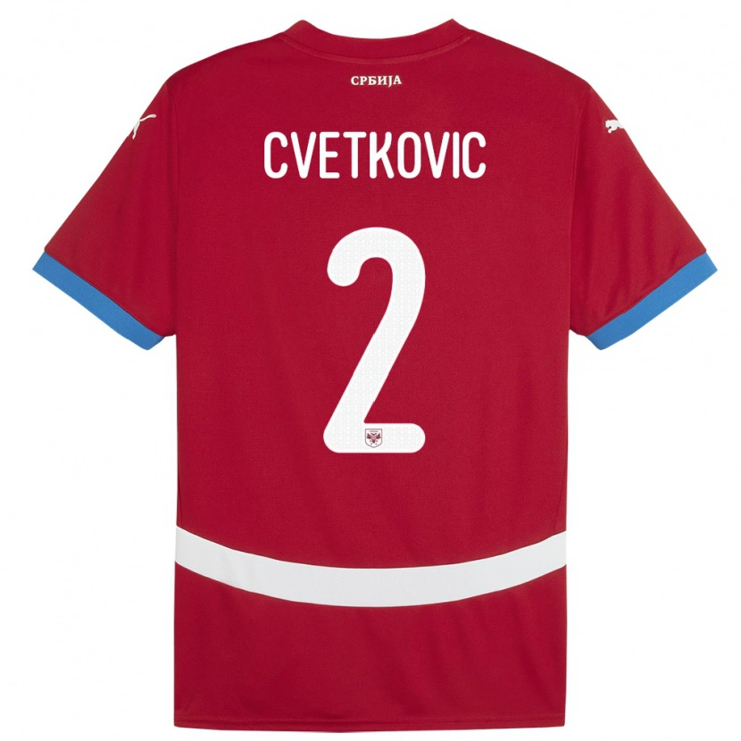 Danxen Damen Serbien Djordje Cvetkovic #2 Rot Heimtrikot Trikot 24-26 T-Shirt