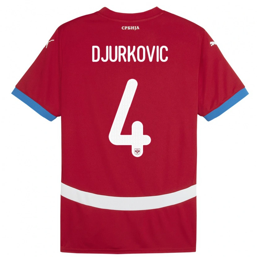 Danxen Damen Serbien Jagos Djurkovic #4 Rot Heimtrikot Trikot 24-26 T-Shirt