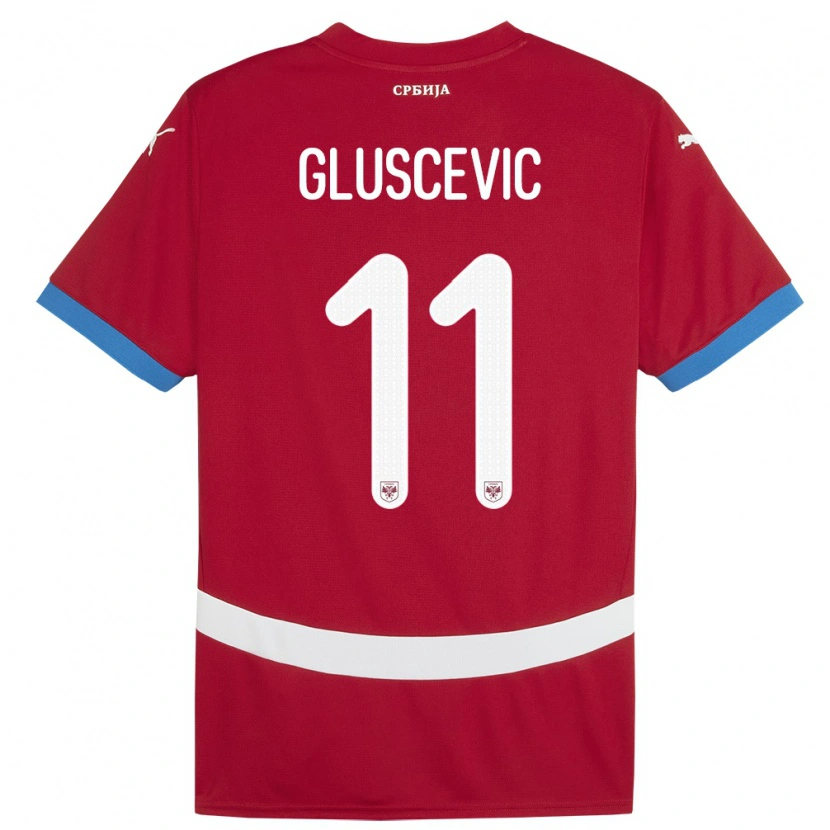 Danxen Damen Serbien Matija Gluscevic #11 Rot Heimtrikot Trikot 24-26 T-Shirt