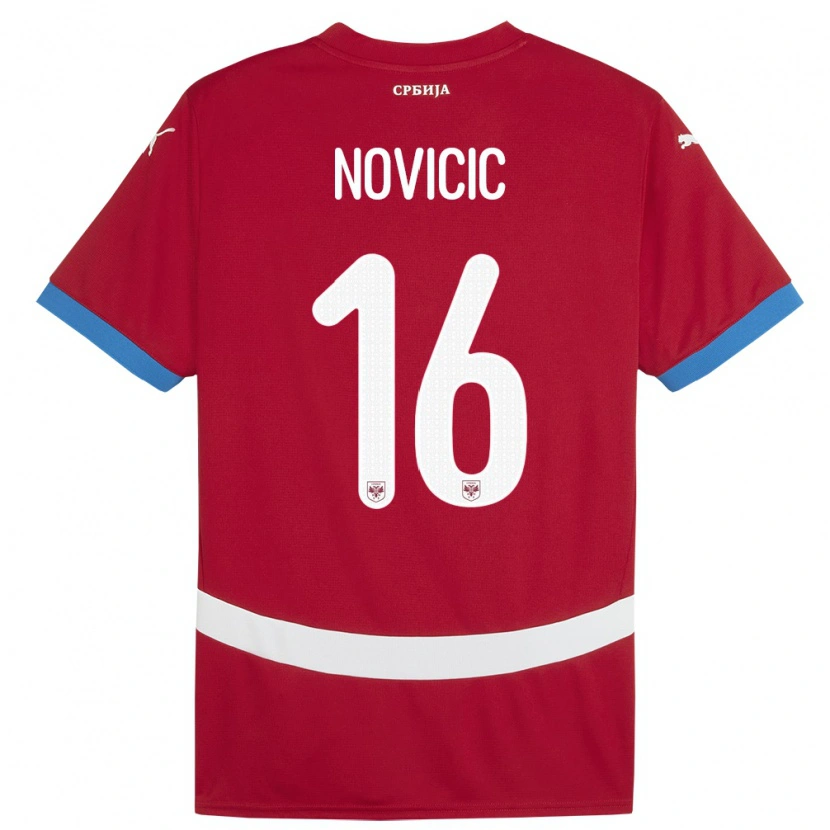 Danxen Damen Serbien Vasilije Novicic #16 Rot Heimtrikot Trikot 24-26 T-Shirt