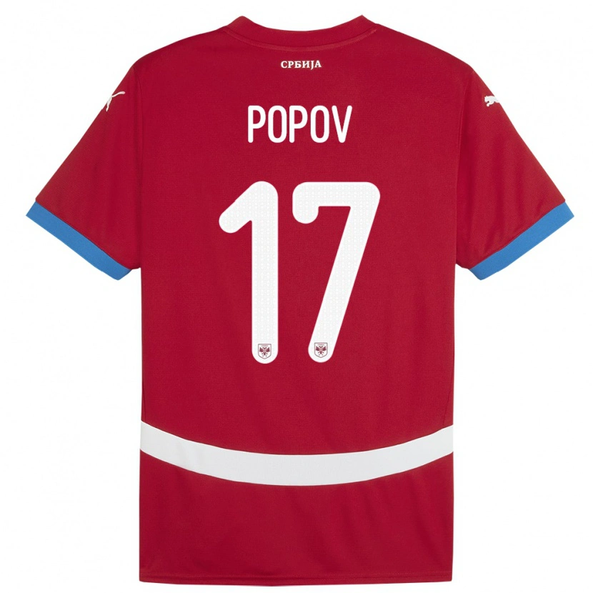 Danxen Damen Serbien Andrej Popov #17 Rot Heimtrikot Trikot 24-26 T-Shirt