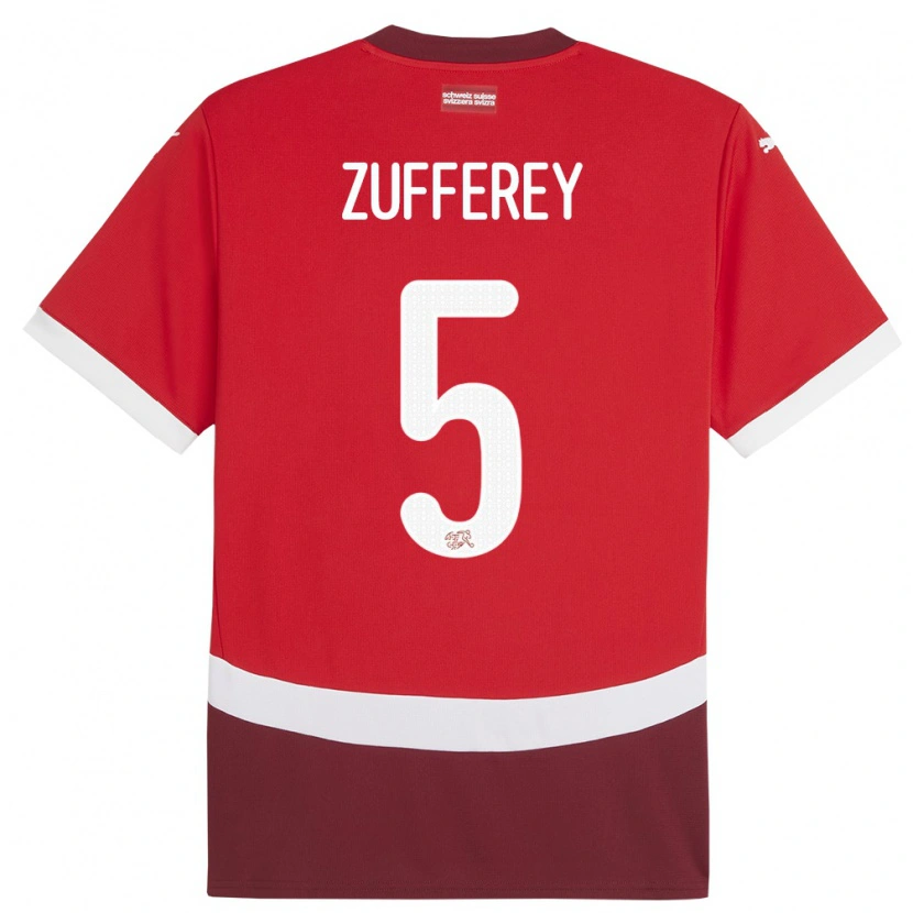 Danxen Damen Schweiz Gil Zufferey #5 Rot Heimtrikot Trikot 24-26 T-Shirt