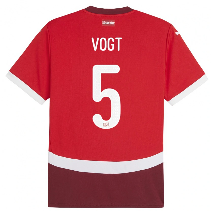 Danxen Damen Schweiz Gian Vogt #5 Rot Heimtrikot Trikot 24-26 T-Shirt
