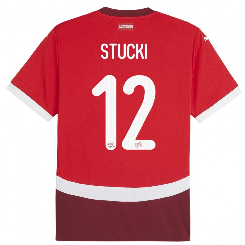 Danxen Damen Schweiz Jayden Stucki #12 Rot Heimtrikot Trikot 24-26 T-Shirt