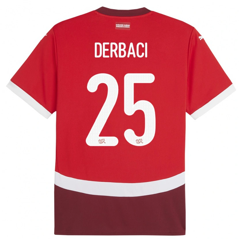 Danxen Damen Schweiz Dorian Derbaci #25 Rot Heimtrikot Trikot 24-26 T-Shirt