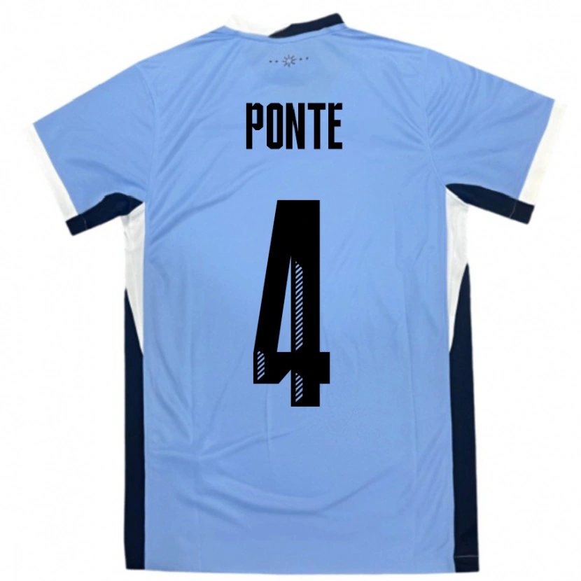 Danxen Damen Uruguay Mateo Ponte #4 Weiß Schwarz Heimtrikot Trikot 24-26 T-Shirt