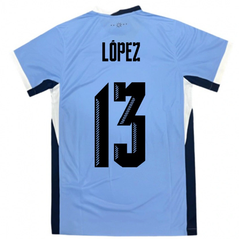 Danxen Damen Uruguay Nahuel López #13 Weiß Schwarz Heimtrikot Trikot 24-26 T-Shirt