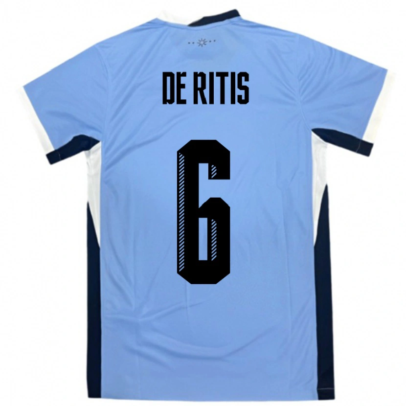 Danxen Damen Uruguay Mathias De Ritis #6 Weiß Schwarz Heimtrikot Trikot 24-26 T-Shirt