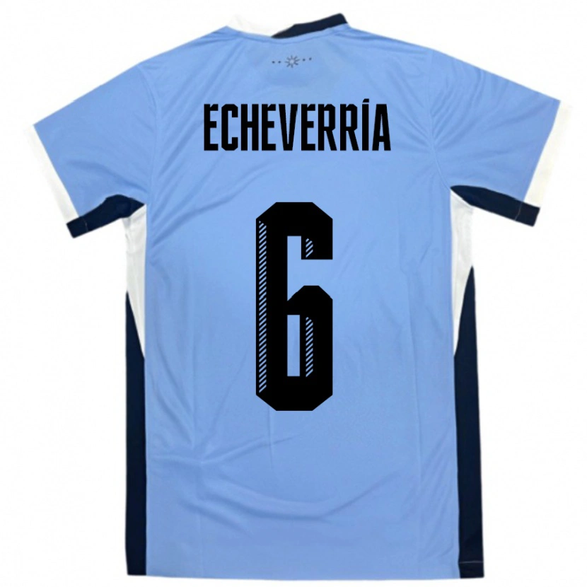 Danxen Damen Uruguay Juan Echeverria #6 Weiß Schwarz Heimtrikot Trikot 24-26 T-Shirt