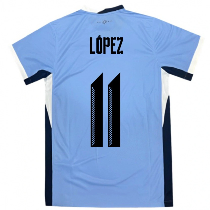Danxen Damen Uruguay Guillermo Lopez #11 Weiß Schwarz Heimtrikot Trikot 24-26 T-Shirt