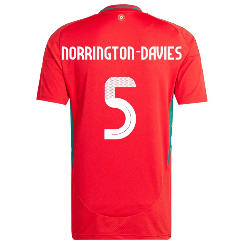Danxen Damen Wales Rhys Norrington-Davies #5 Rot Heimtrikot Trikot 24-26 T-Shirt