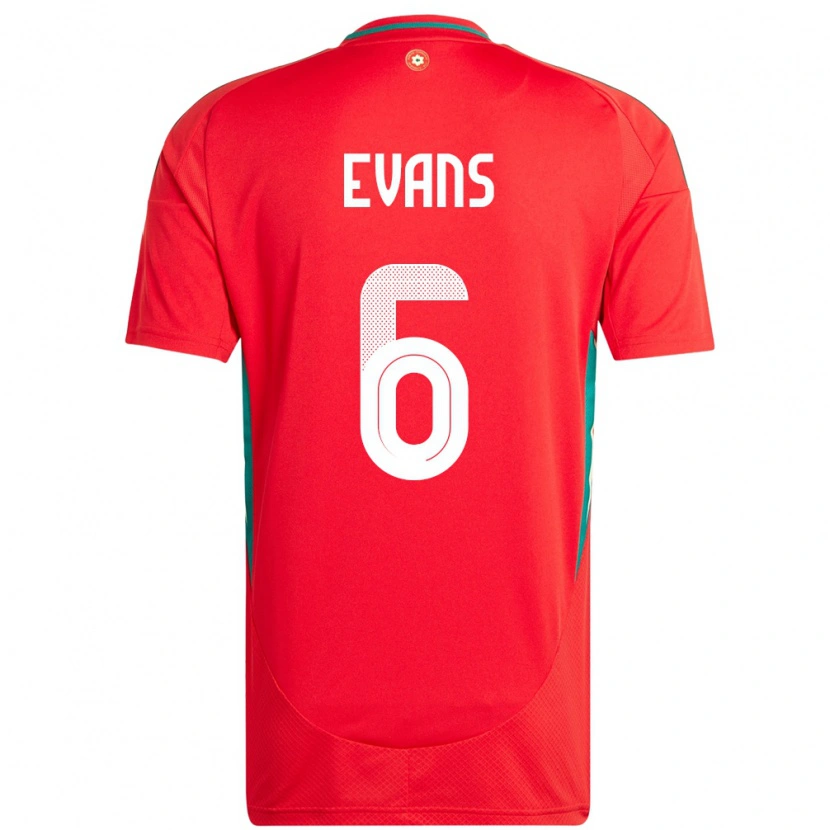 Danxen Damen Wales Louis Evans #6 Rot Heimtrikot Trikot 24-26 T-Shirt