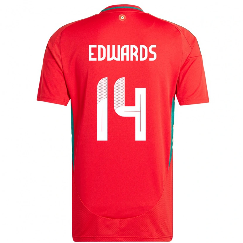 Danxen Damen Wales Noah Edwards #14 Rot Heimtrikot Trikot 24-26 T-Shirt
