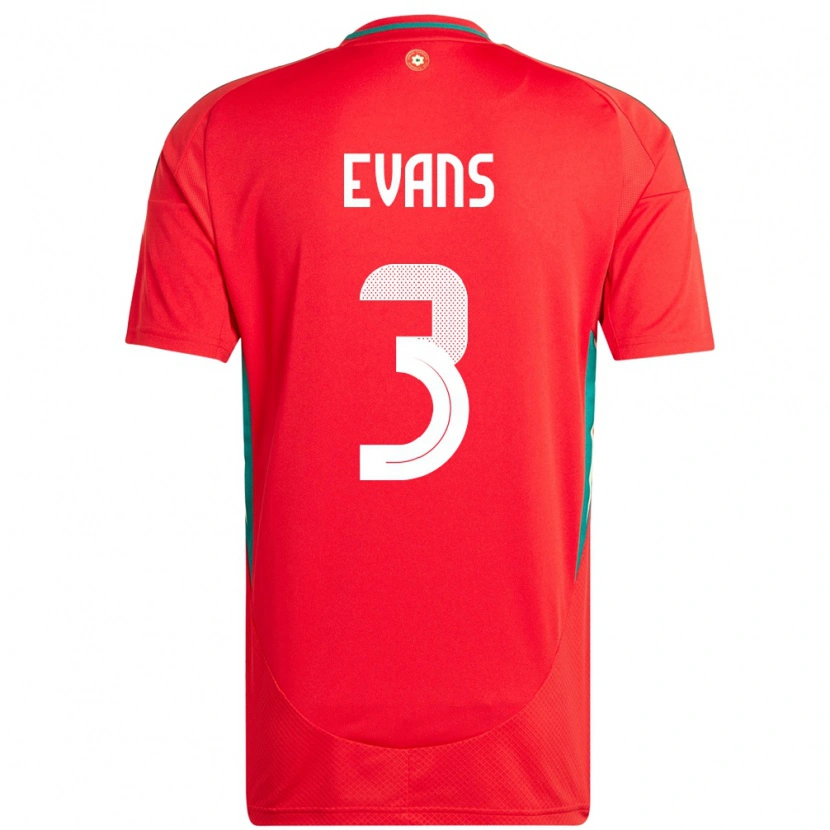 Danxen Damen Wales Gemma Evans #3 Rot Heimtrikot Trikot 24-26 T-Shirt