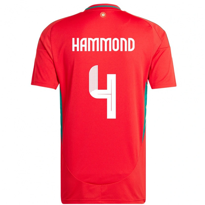 Danxen Damen Wales Ben Hammond #4 Rot Heimtrikot Trikot 24-26 T-Shirt