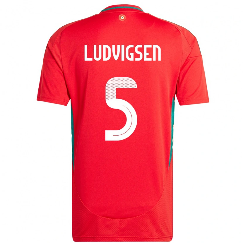 Danxen Damen Wales Kai Ludvigsen #5 Rot Heimtrikot Trikot 24-26 T-Shirt