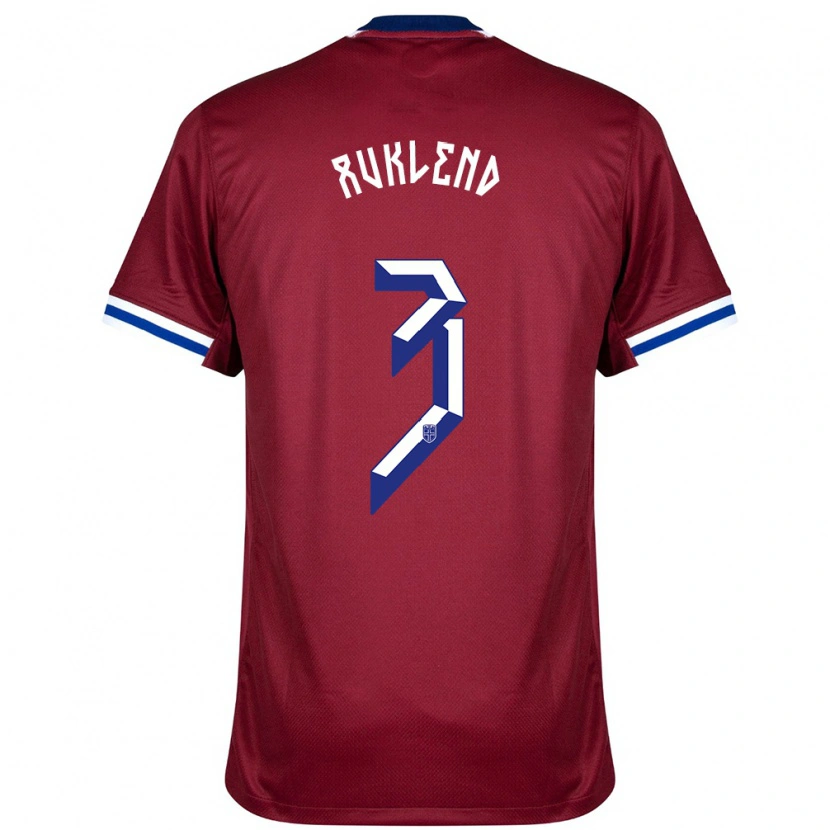 Danxen Damen Norwegen Vetle Auklend #3 Rot Blau Weiß Heimtrikot Trikot 24-26 T-Shirt