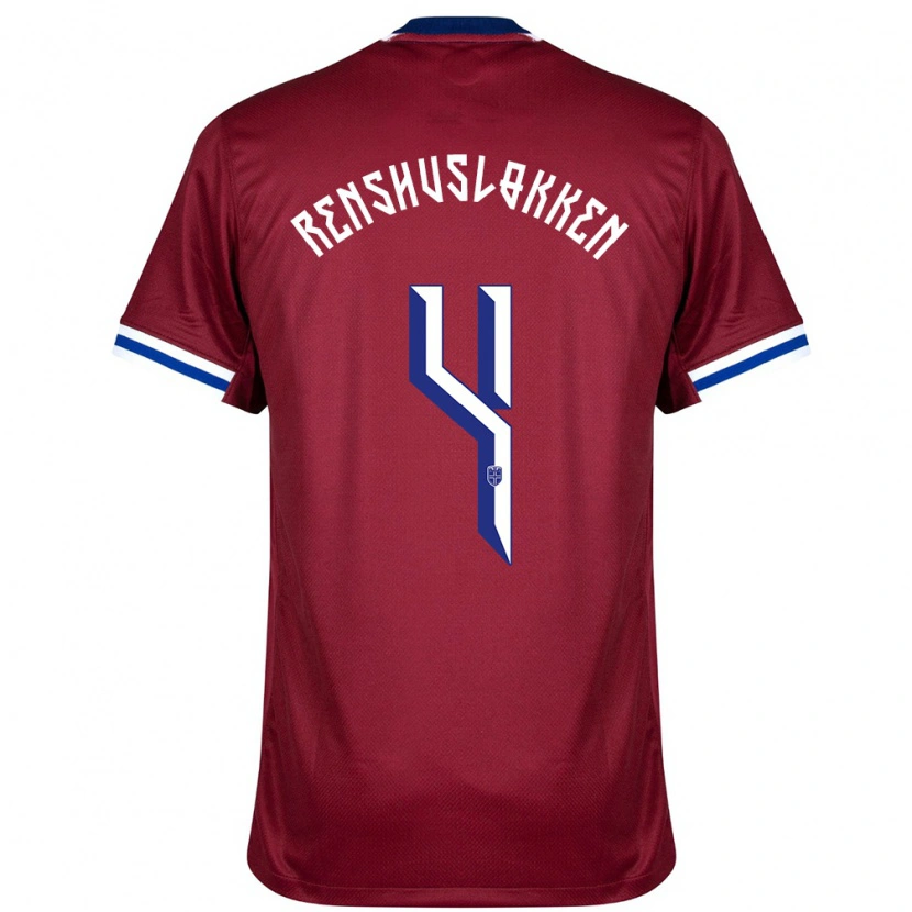 Danxen Damen Norwegen Jesper Renshusløkken #4 Rot Blau Weiß Heimtrikot Trikot 24-26 T-Shirt