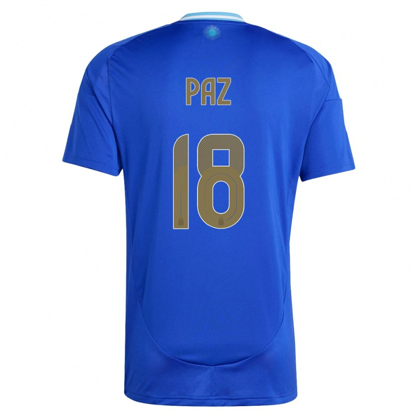 Danxen Damen Argentinien Nico Paz #18 Blau Auswärtstrikot Trikot 24-26 T-Shirt