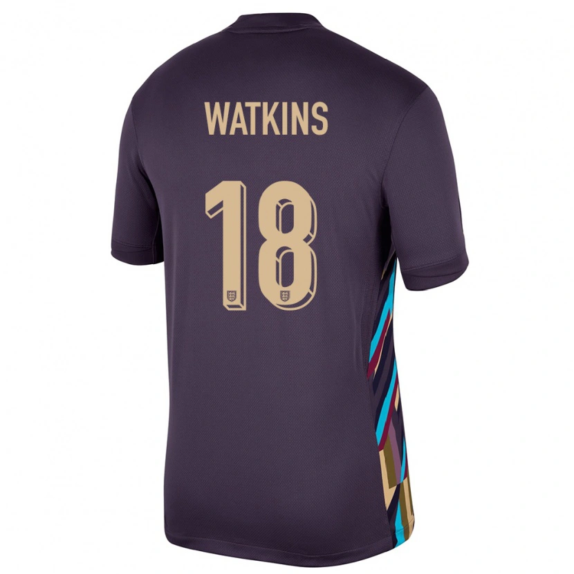 Danxen Damen England Ollie Watkins #18 Dunkle Rosine Auswärtstrikot Trikot 24-26 T-Shirt