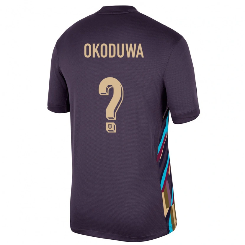 Danxen Damen England Wesley Okoduwa #0 Dunkle Rosine Auswärtstrikot Trikot 24-26 T-Shirt