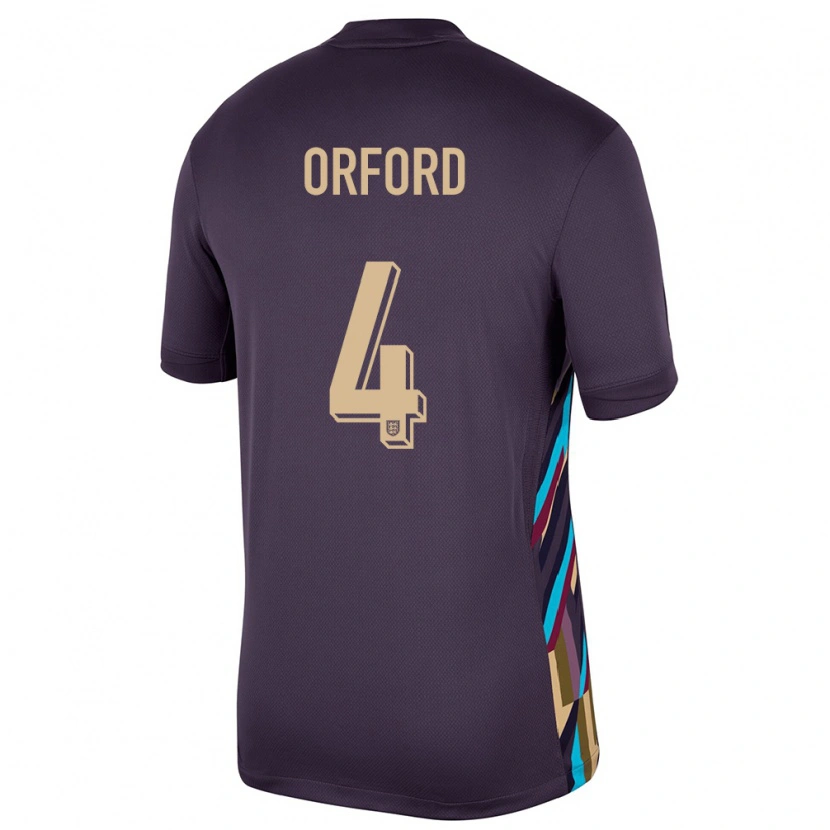Danxen Damen England Lewis Orford #4 Dunkle Rosine Auswärtstrikot Trikot 24-26 T-Shirt