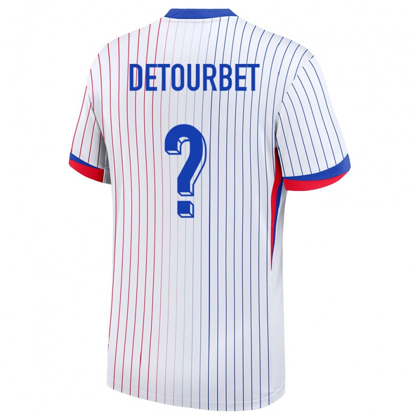 Danxen Damen Frankreich Mathys Detourbet #0 Weiß Auswärtstrikot Trikot 24-26 T-Shirt