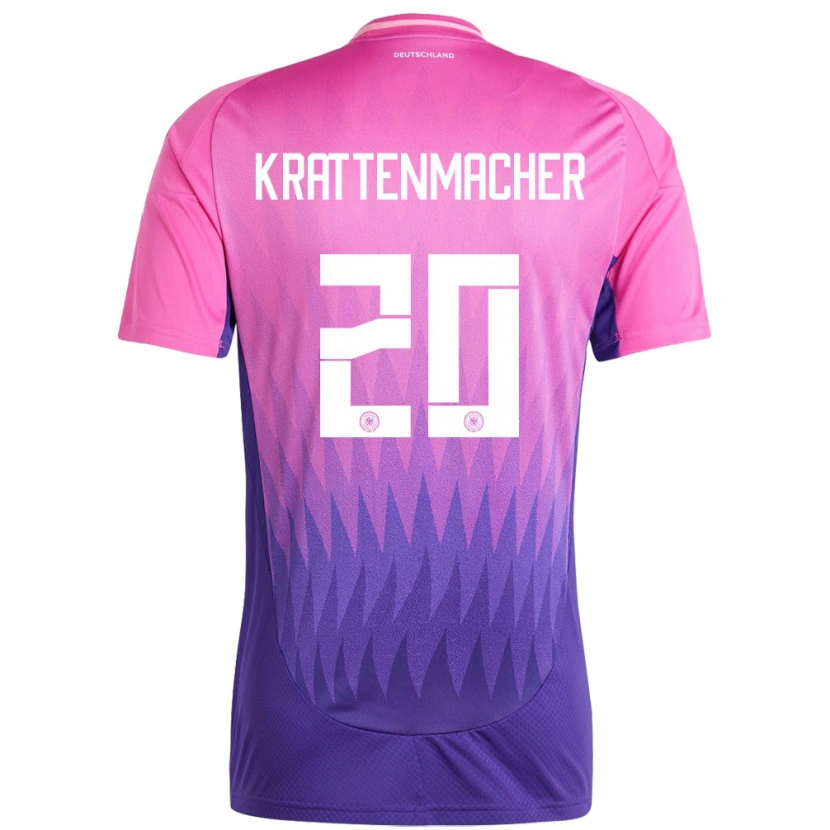 Danxen Damen Deutschland Maurice Krattenmacher #20 Pink Lila Auswärtstrikot Trikot 24-26 T-Shirt