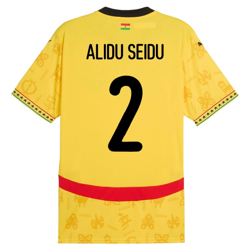 Danxen Damen Ghana Alidu Seidu #2 Gelb Auswärtstrikot Trikot 24-26 T-Shirt