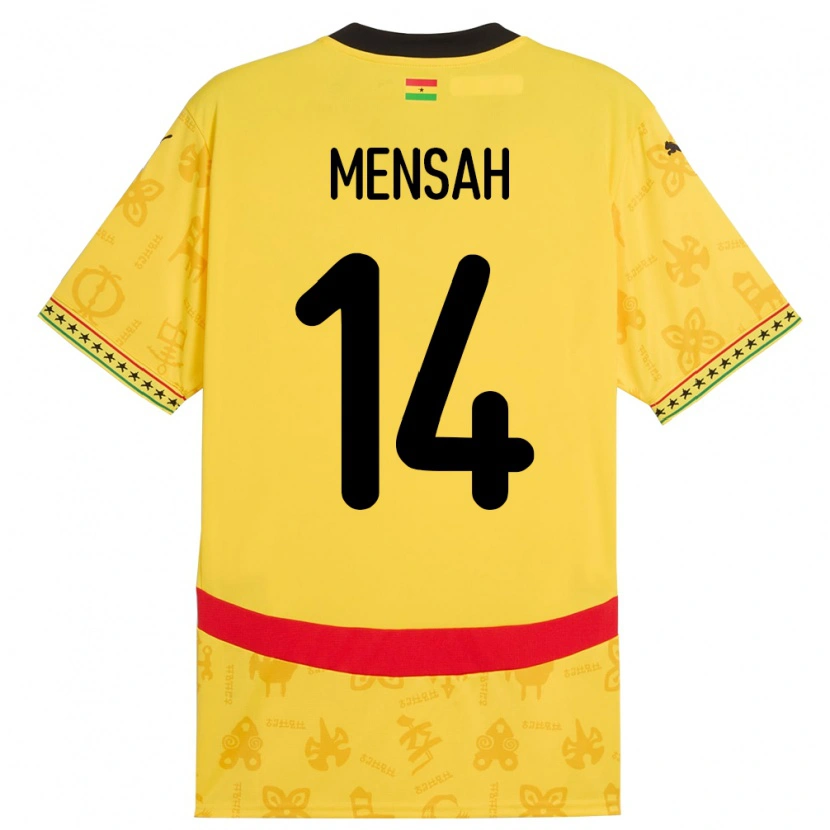 Danxen Damen Ghana Gideon Mensah #14 Gelb Auswärtstrikot Trikot 24-26 T-Shirt