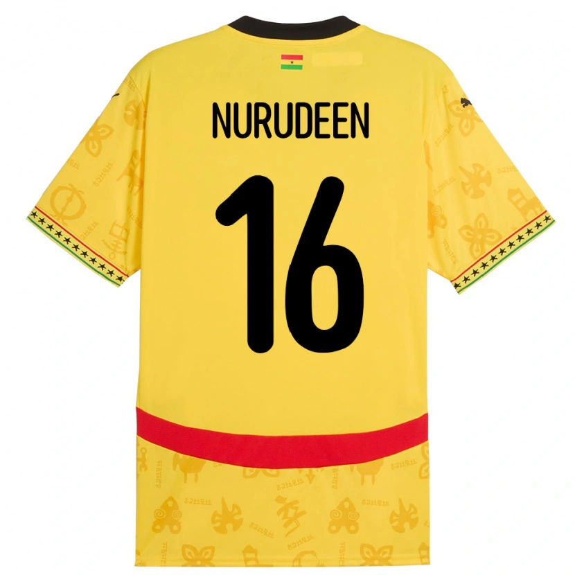 Danxen Damen Ghana Abdul Nurudeen #16 Gelb Auswärtstrikot Trikot 24-26 T-Shirt