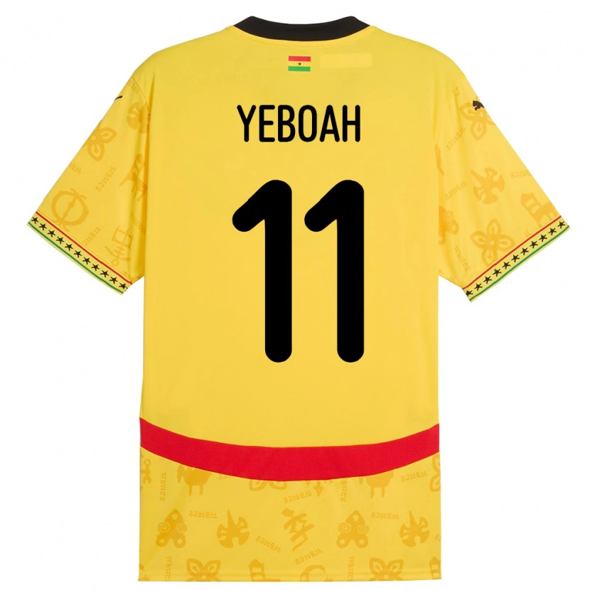 Danxen Damen Ghana Emmanuel Yeboah #11 Gelb Auswärtstrikot Trikot 24-26 T-Shirt